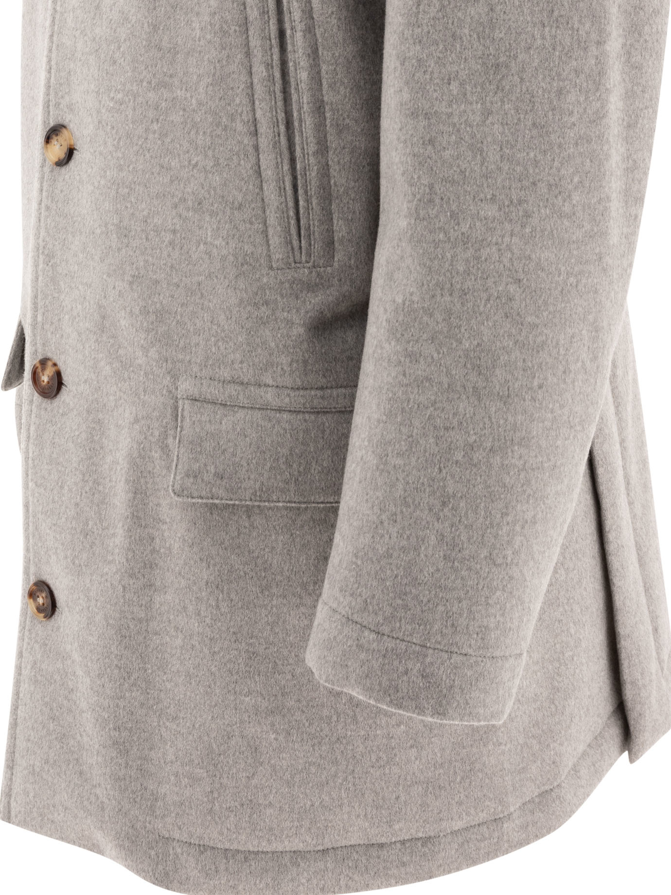 BRUNELLO CUCINELLI Grey Bonded cashmere beaver coat